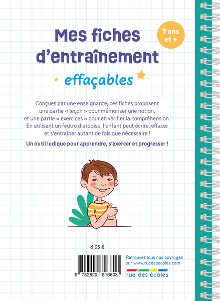 Mes fiches d'entraînement effaçables - Calcul mental - 7 ans et plus