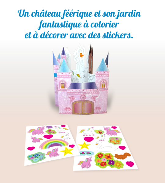 Pochette - Mon château de licornes à déplier, colorier et décorer !