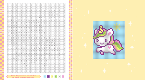 Mes adorables coloriages pixels - Licornes