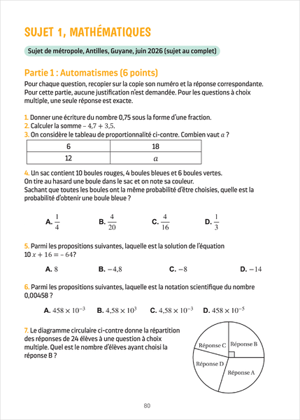 Annales Brevet - Maths - Sciences - 3e - 2027