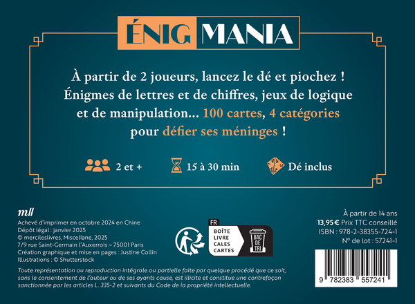 ÉnigMania - 100 cartes pour défier ses méninges !