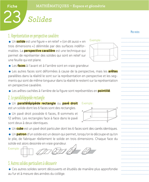 Boîte à fiches - 6e