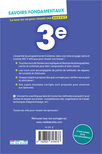 Savoirs fondamentaux 3e - Le tout-en-un pour réussir son brevet !