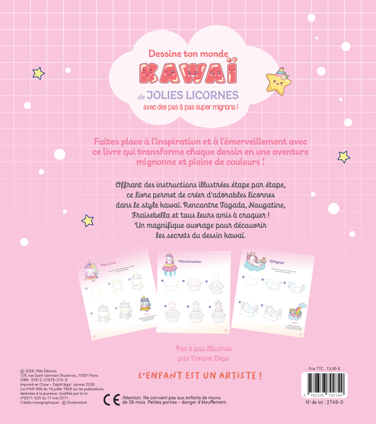 Dessine ton monde kawaï de jolies licornes