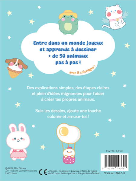 Mes animaux kawaï à dessiner pas à pas