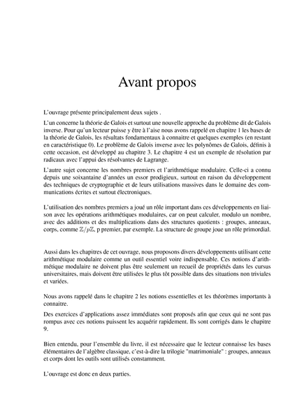 Galois inverse avec polynômes