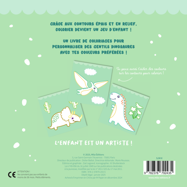 Mes gentils dinosaures à colorier sans dépasser