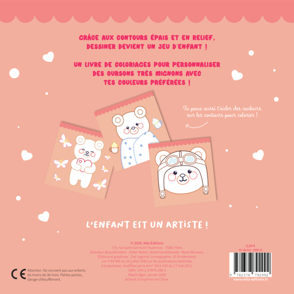 Mes oursons câlins à colorier sans dépasser