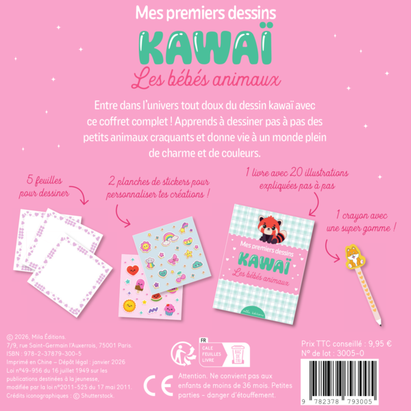 Mes premiers dessins kawaï - Les bébés animaux (coffret)
