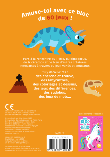 Les dinosaures - Mon bloc de jeux