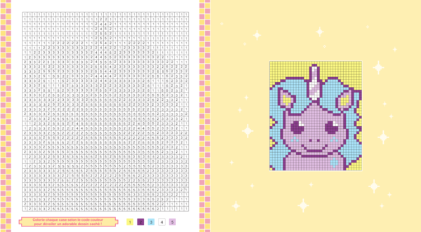 Mes adorables coloriages pixels - Licornes